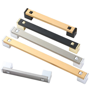 Aluminum alloy furniture hardware handle Luxury gorgeous cabinet drawer handle square brushed nickel kitchen cabinet handle