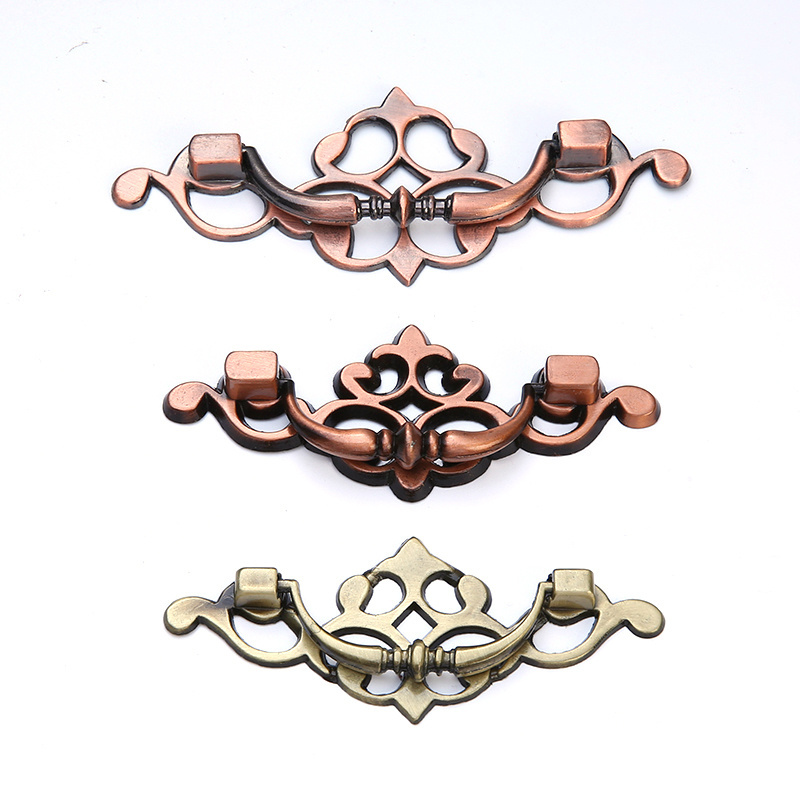 Zinc Alloy Case Handle Furniture Hardware Cabinet Pull Handles Antique Brass Brush Metal Handle for Wardrobe boxes