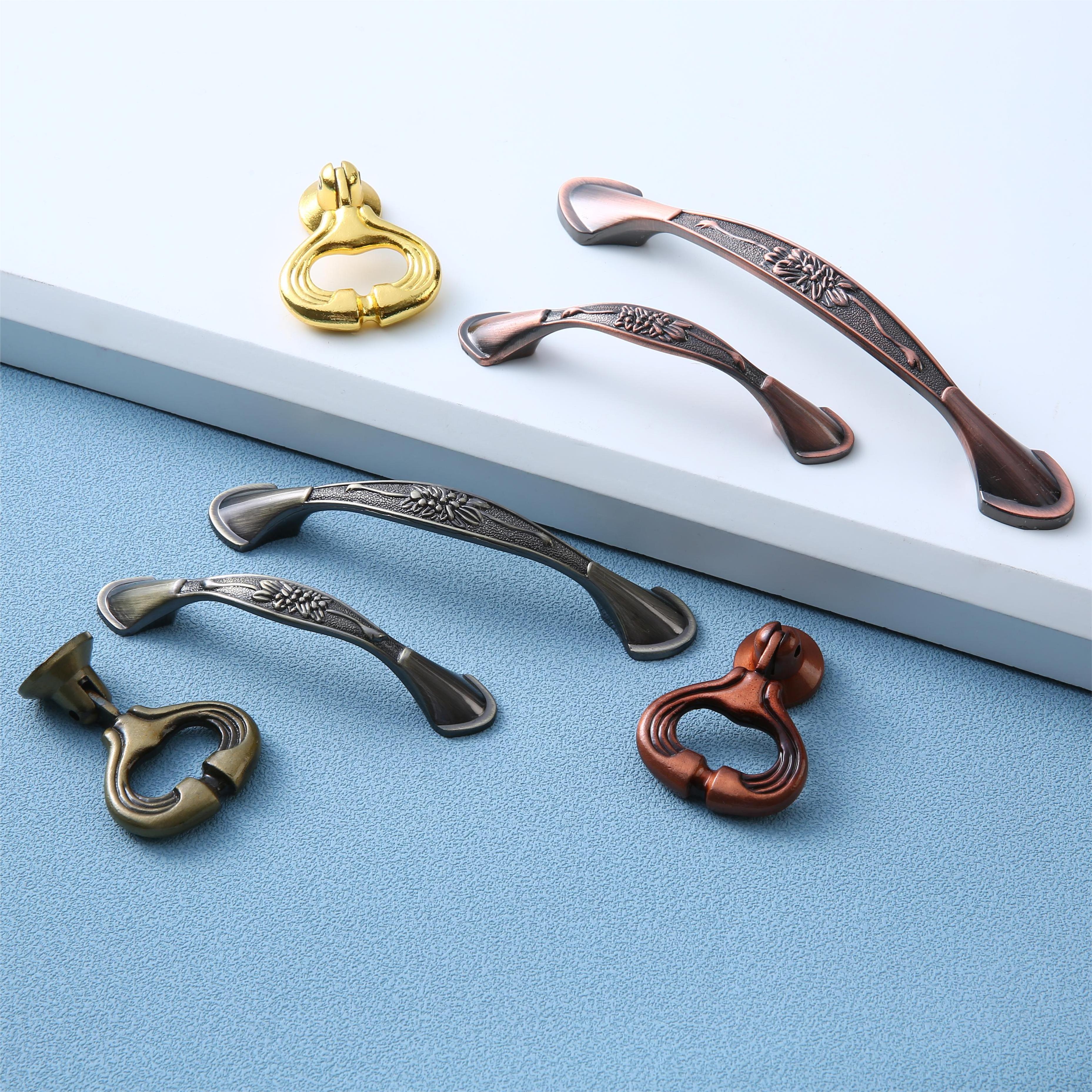 Factory source modern simple bronze zinc alloy handle drawer closet cabinet red ancient door handle furniture hardware