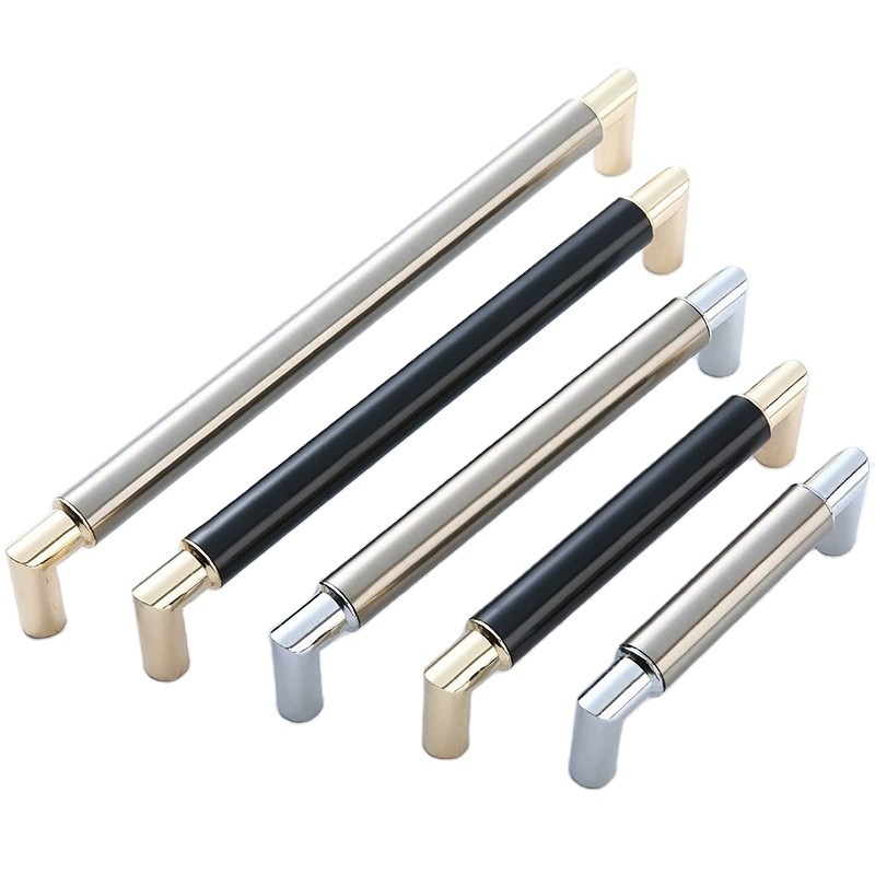 Zinc alloy black gold handle kitchen cabinet drawer hardware handle stainless steel long strip furniture door handle