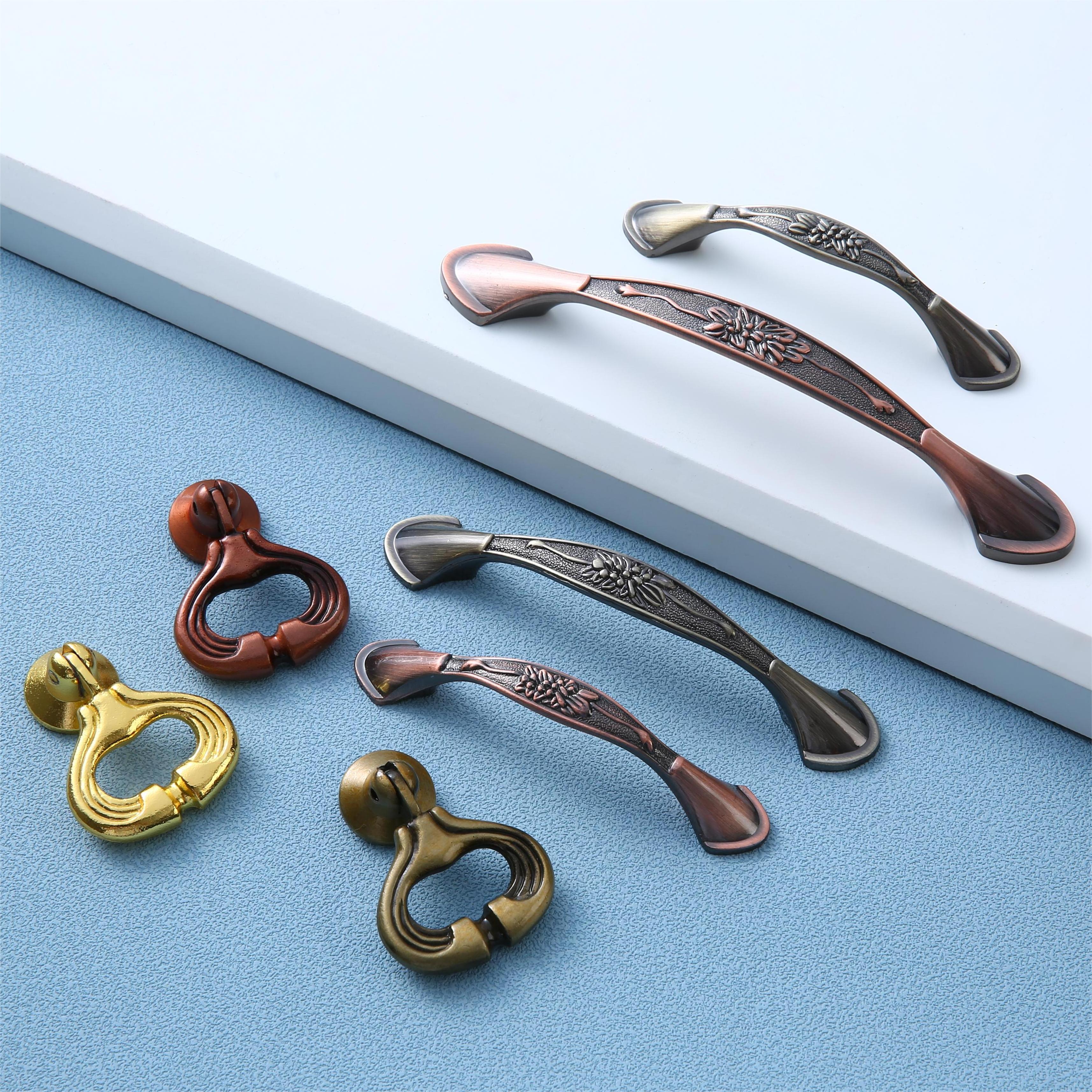 Factory source modern simple bronze zinc alloy handle drawer closet cabinet red ancient door handle furniture hardware