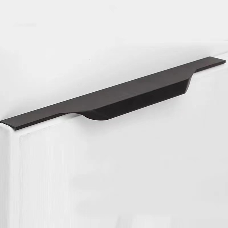 Invisible black concealed closet cabinet long pull built-in handle thumb section sealed edge pull