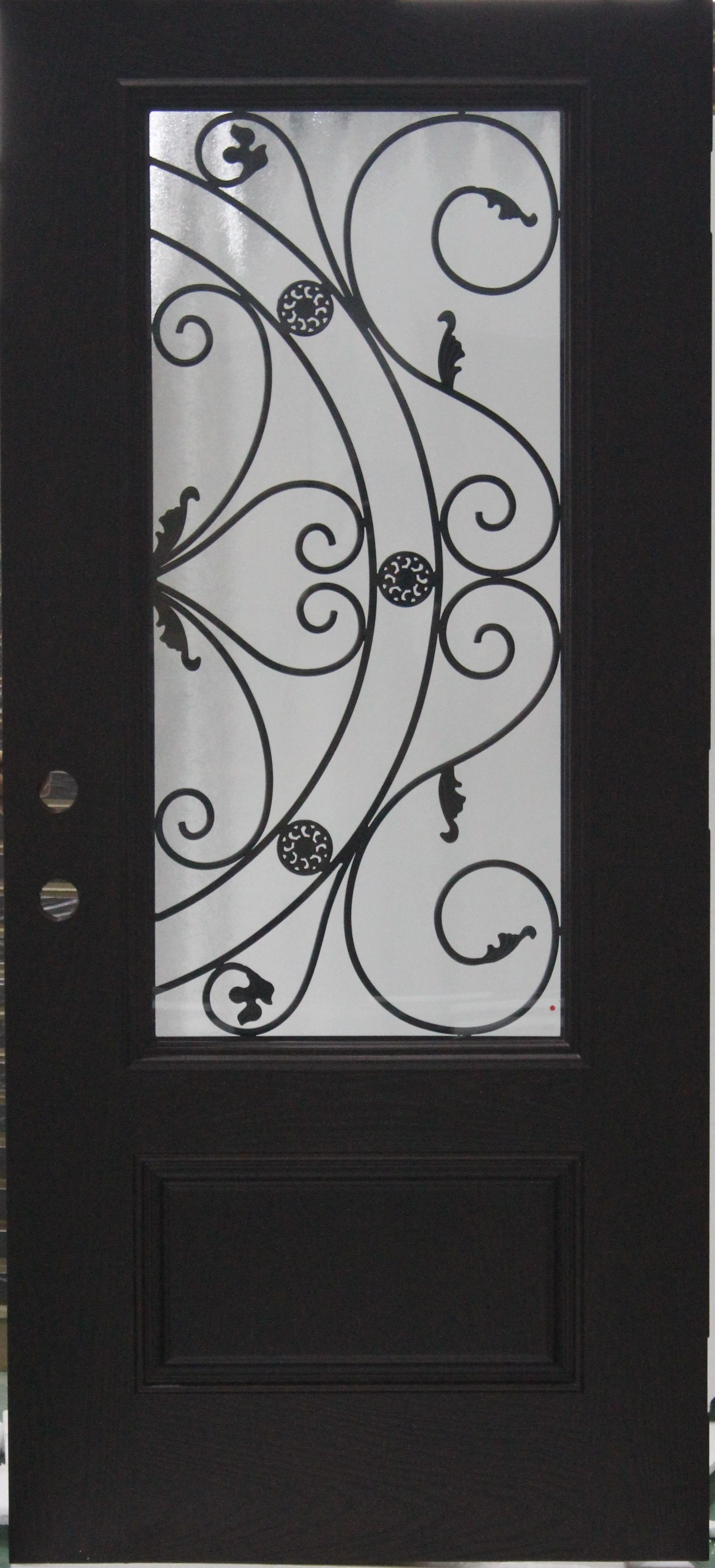 Fangda glass oversized front door metal grilled door