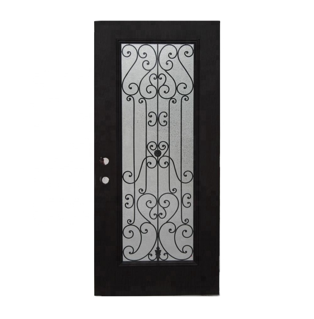 Fangda simple design style steel front iron window grill door