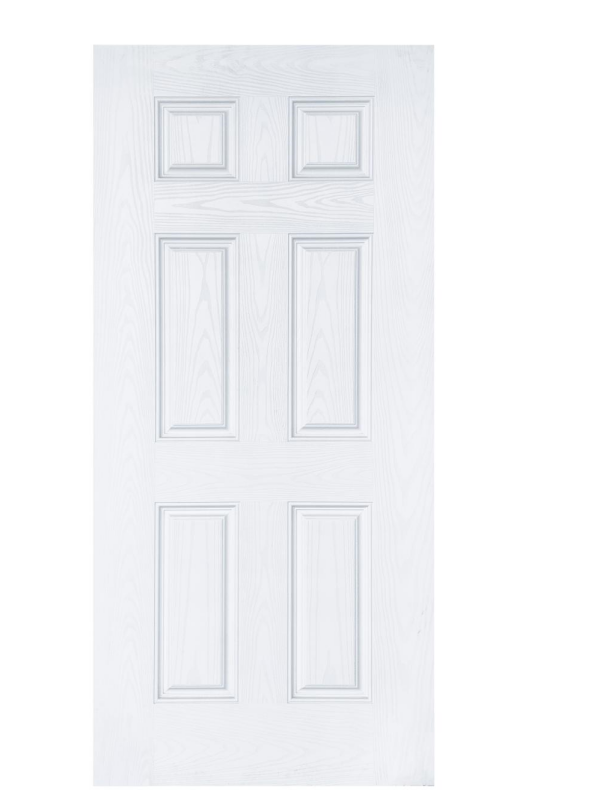 Prefinished primed  Unfinished white fiberglass 6 panel smooth wood grain oak mahogany texture entry door