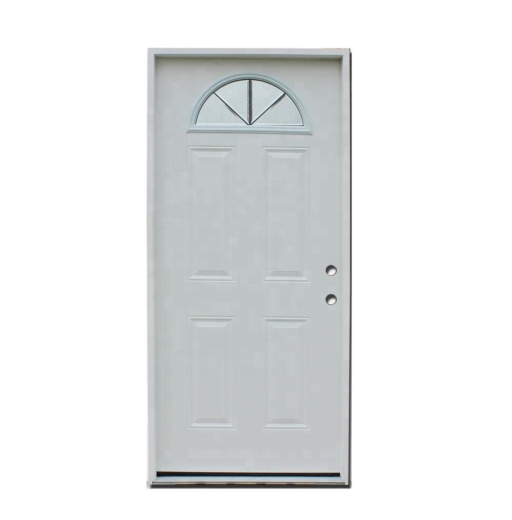 Hot sale steel and wood wrought iron entry door china factory price house glass entry door