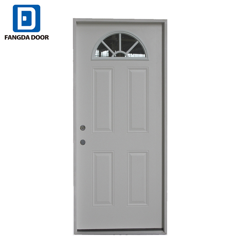 Hot sale steel and wood wrought iron entry door china factory price house glass entry door