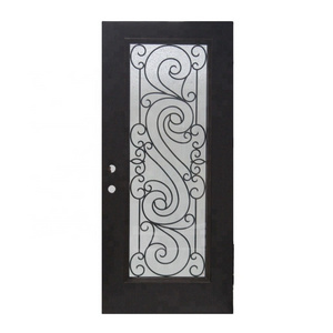 Fangda high-end exterior fiberglass doors with wrought iron