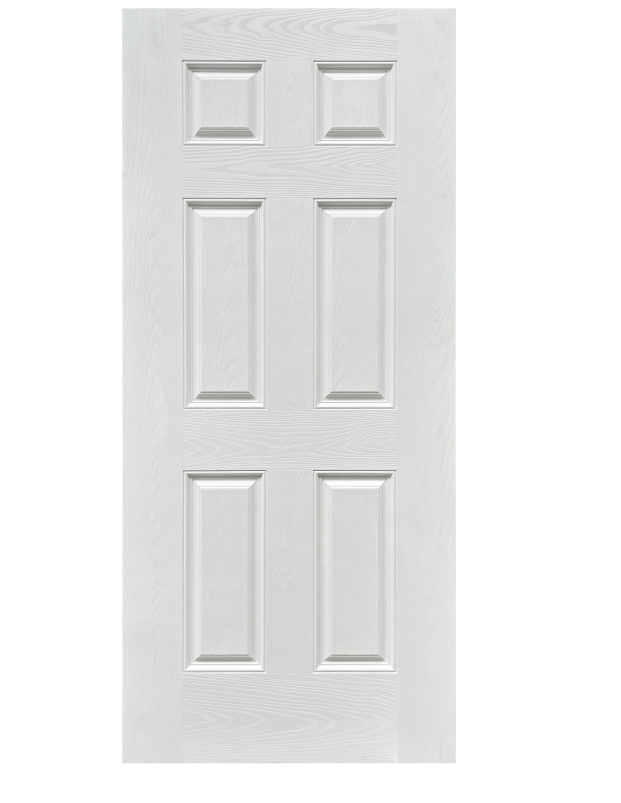 Prefinished primed  Unfinished white fiberglass 6 panel smooth wood grain oak mahogany texture entry door