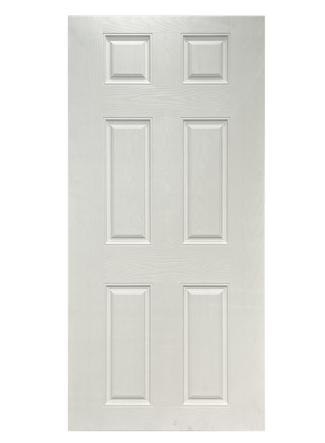 Prefinished primed  Unfinished white fiberglass 6 panel smooth wood grain oak mahogany texture entry door