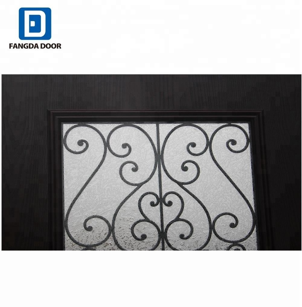 Fangda simple design style steel front iron window grill door