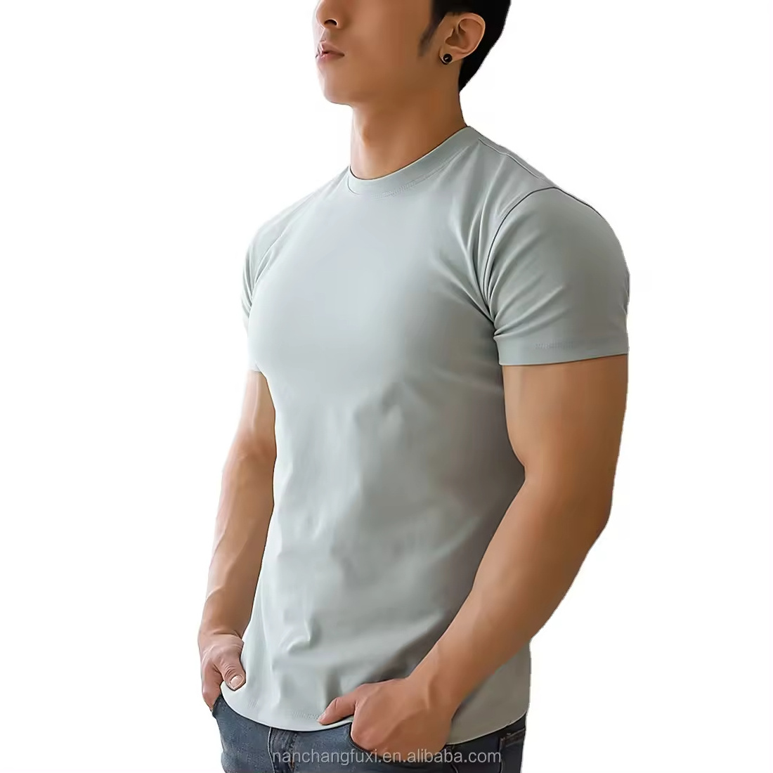 60 polyester 40 cotton t shirts Men's Gym Top moisture wicking sweat Active Sports Performance Crew Gym T-shirt Quick dry