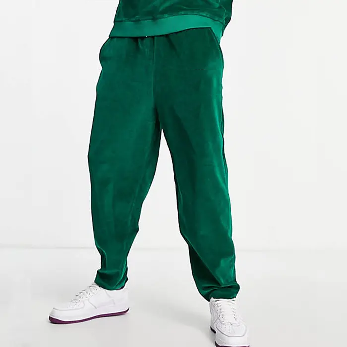 Luxury Quality Blank Jogger Sets Oversized V Neck 2 Pieces Velour Tracksuit Mens