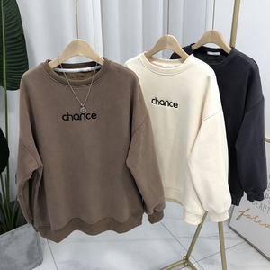 100% cotton luxury streetwear oversized embroidered jumper sweater crewneck embossed custom logo hoodie sweatshirt women