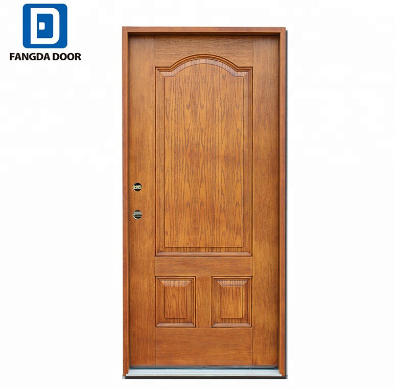 Mahogany Textured Wood-Grain Out-Swing Fiberglass Front Prehung Entry Door With SideLights