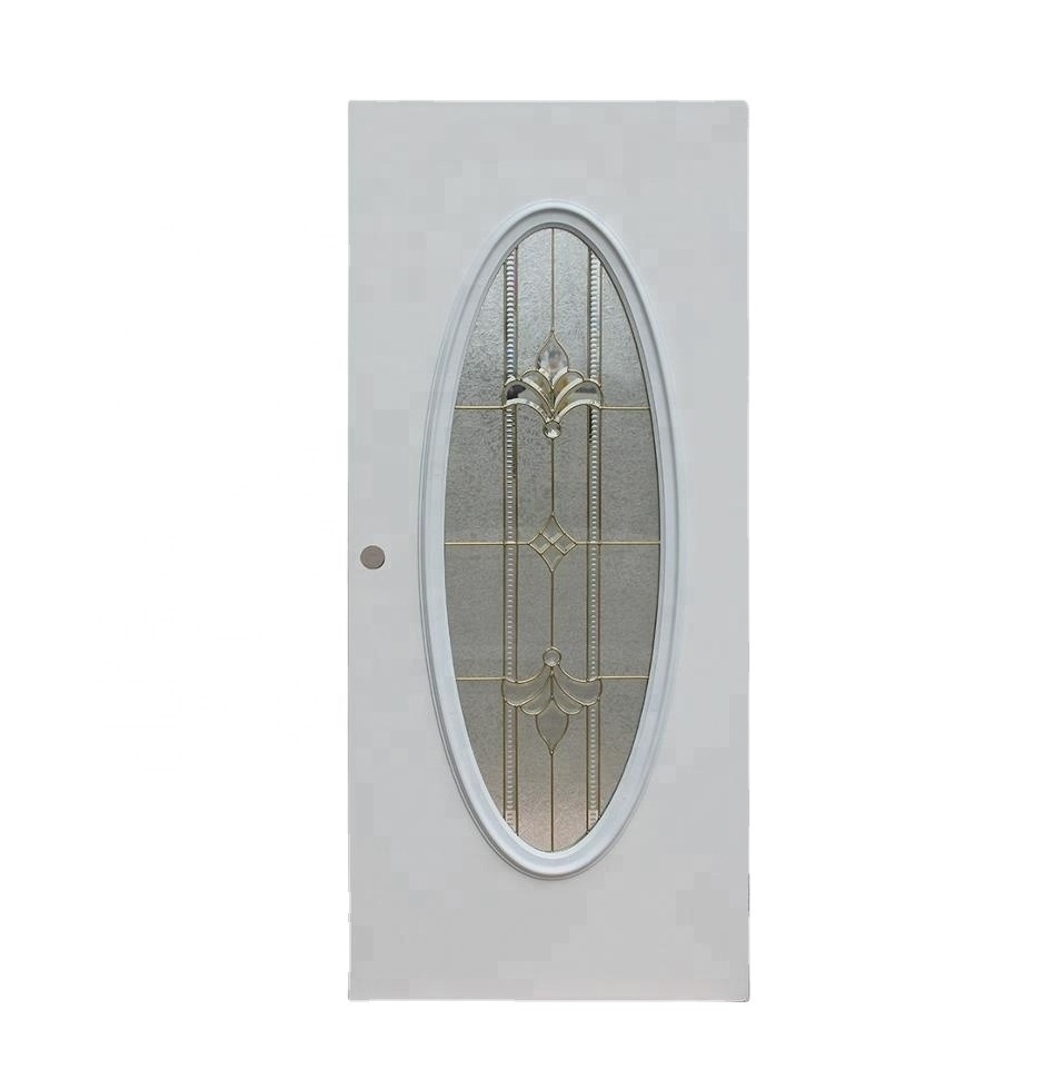 Fangda big oval glass inserts interior metal door slab  modern house interior doors