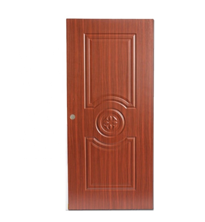 Mahogany Textured Wood-Grain Out-Swing Fiberglass Front Prehung Entry Door With SideLights