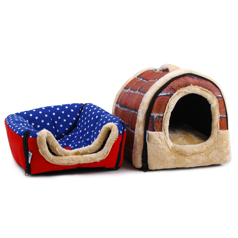 Folding Modern House shaped Pet Bed Detachable Animal  Bed House for Sale Wooden Houses Indoor