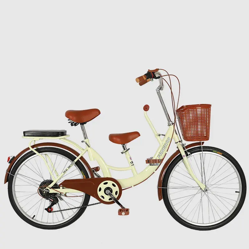 New design Factory supply cheap price popular cruiser tandem bike 22 inch double seat 6 gear speed mother and child bicycle