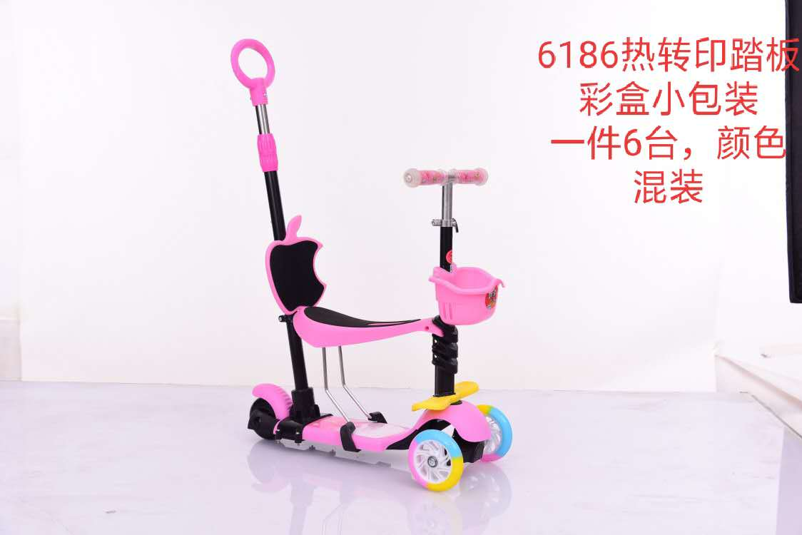 2022 hot selling children's flash three wheel folding children's scooter blue pink yellow children's scooter