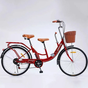 New design Factory supply cheap price popular cruiser tandem bike 22 inch double seat 6 gear speed mother and child bicycle