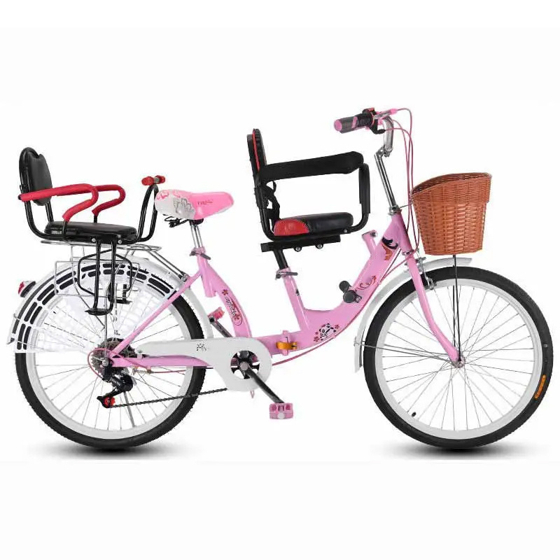 Factory wholesale High quality 20 22 24 inch two seat parent child bike Tandem Bicycle for mothers