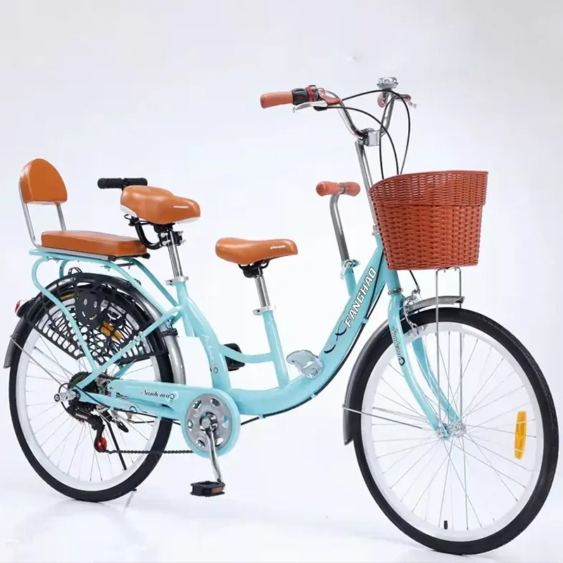 New design Factory supply cheap price popular cruiser tandem bike 22 inch double seat 6 gear speed mother and child bicycle