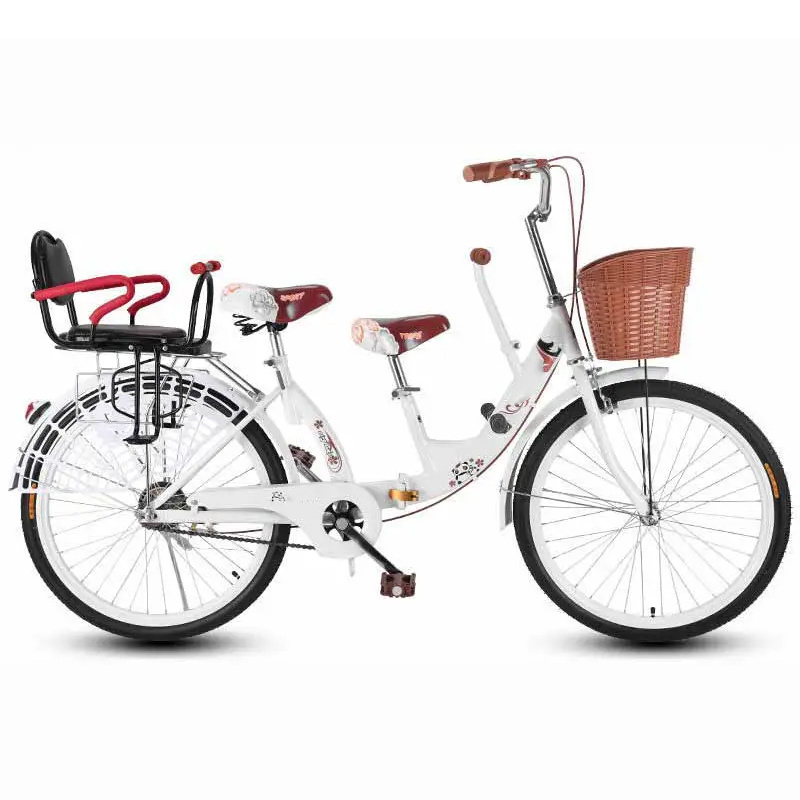 Factory wholesale High quality 20 22 24 inch two seat parent child bike Tandem Bicycle for mothers