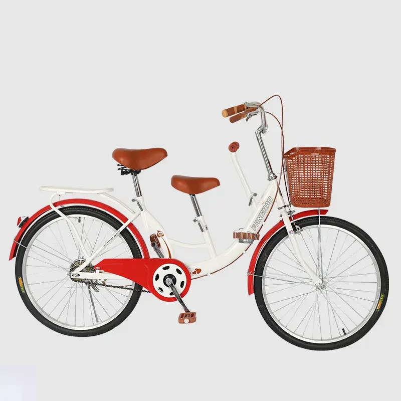 New design Factory supply cheap price popular cruiser tandem bike 22 inch double seat 6 gear speed mother and child bicycle