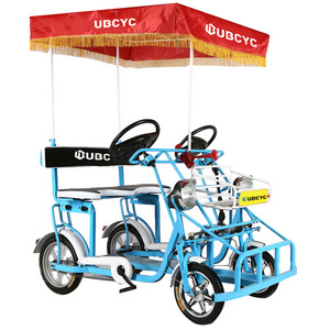 Factory Hot-selling Family Tandem Bicycle Tour quadricycle 4 wheel adult 2 Person Sightseeing Bike