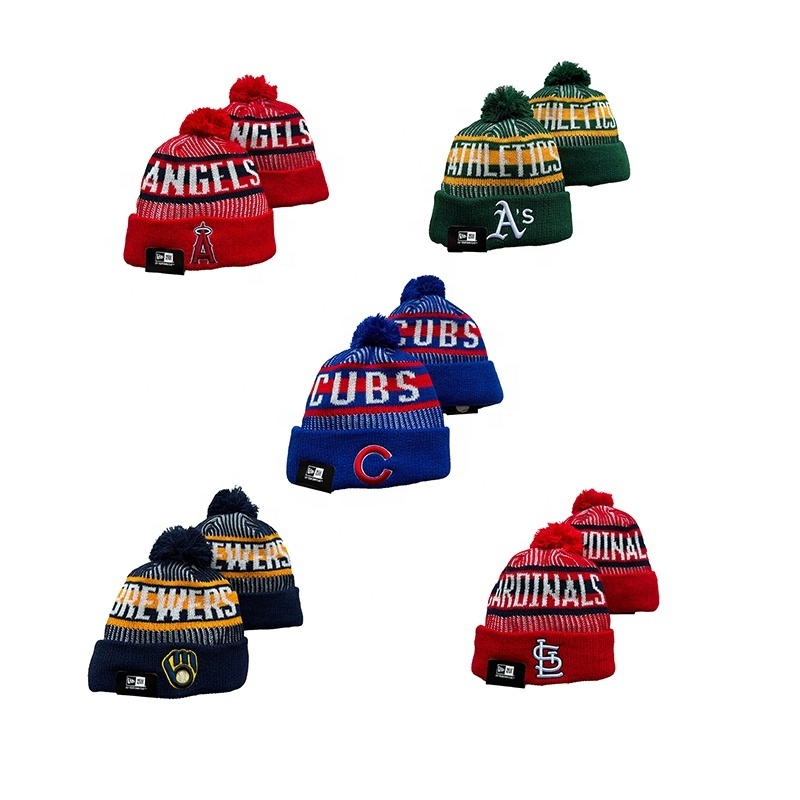 Wholesale Cheap Latest Design Baseball Teams ML B Winter Beanie Hat Dodgers Astros Braves Red Sox Giants Beanies