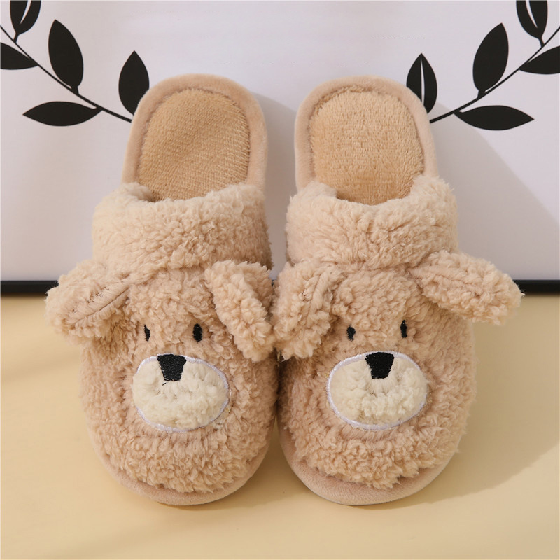 Cute Cartoon Bear Women Cotton Slippers Female Winter Indoor Home Non-slip cute slippers for women