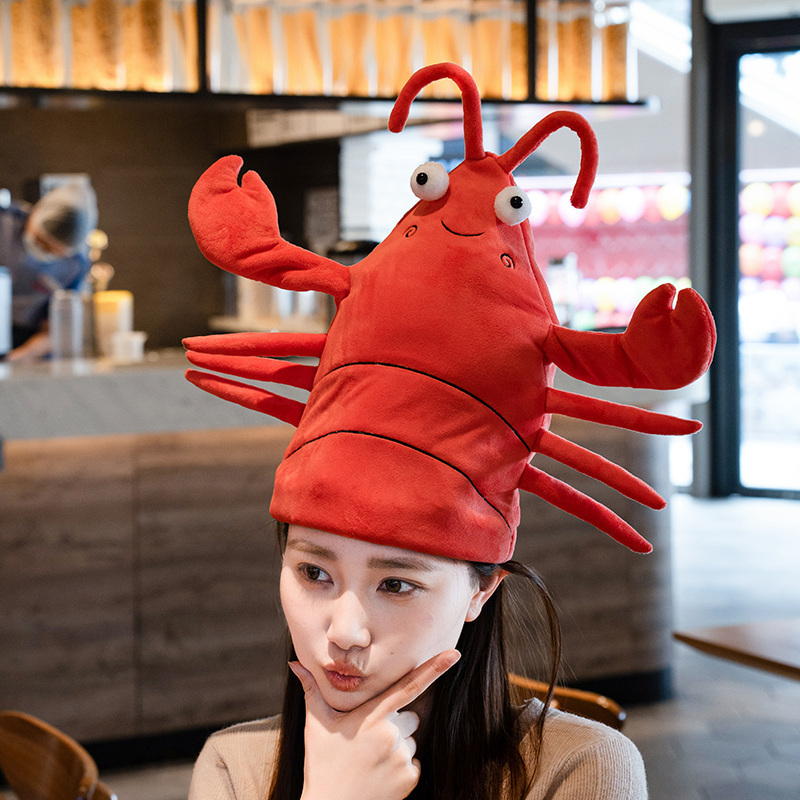 Hot electric new strange funny lobster crab hat wear plush toy gift Electric crab plush hat