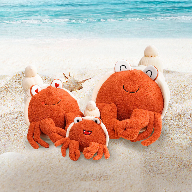 New Stuffed Animal Toys Artificial Brown White Pink Hermit Crab Cartoon Plush Toy Manufacturers Custom Hairy Crab Toys