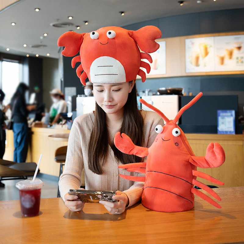 Hot electric new strange funny lobster crab hat wear plush toy gift Electric crab plush hat