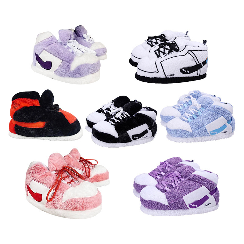 Sneaker Slippers Fashion Multiple Designs Warm Indoor Sneaker Slippers Winter Plush Sneaker Slippers