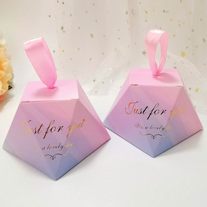 Custom printed Small christmas party bridesmaid thank you gift paper packaging cake candy box wedding favor box for guests