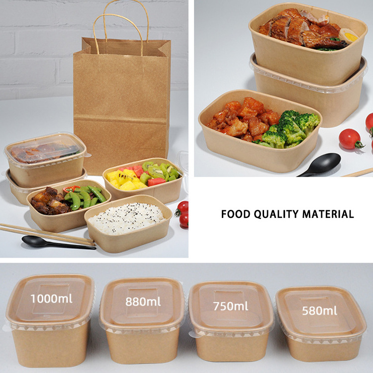 Factory wholesale biodegradable to go kraft food paper boxes custom printed take away food containers disposable food box