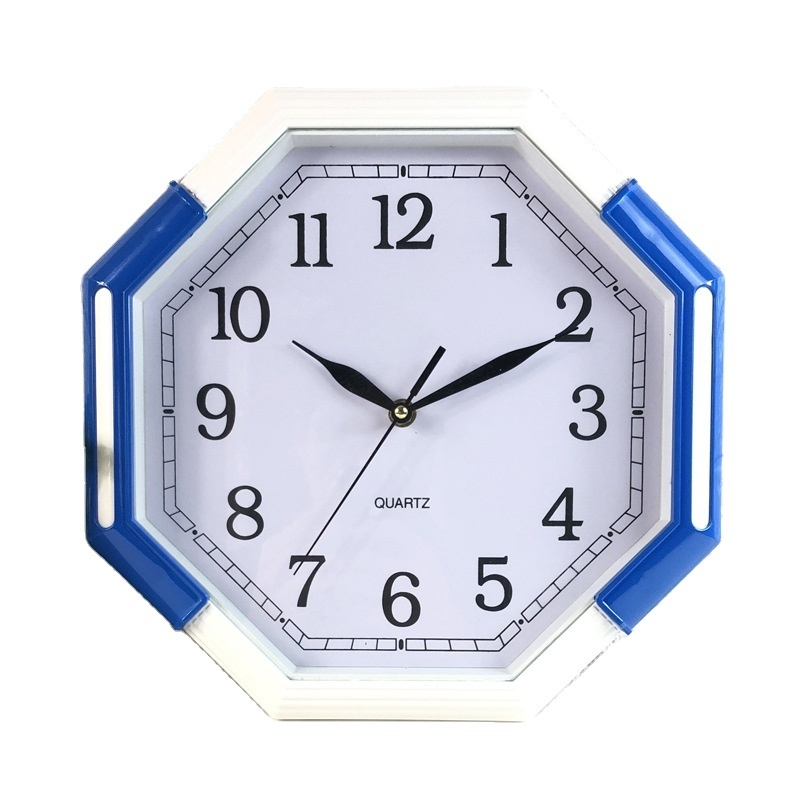 Factory Custom Logo 12 Inch Battery Operated Plastic Silent Quartz Clock Modern Octagonal Wall Clock