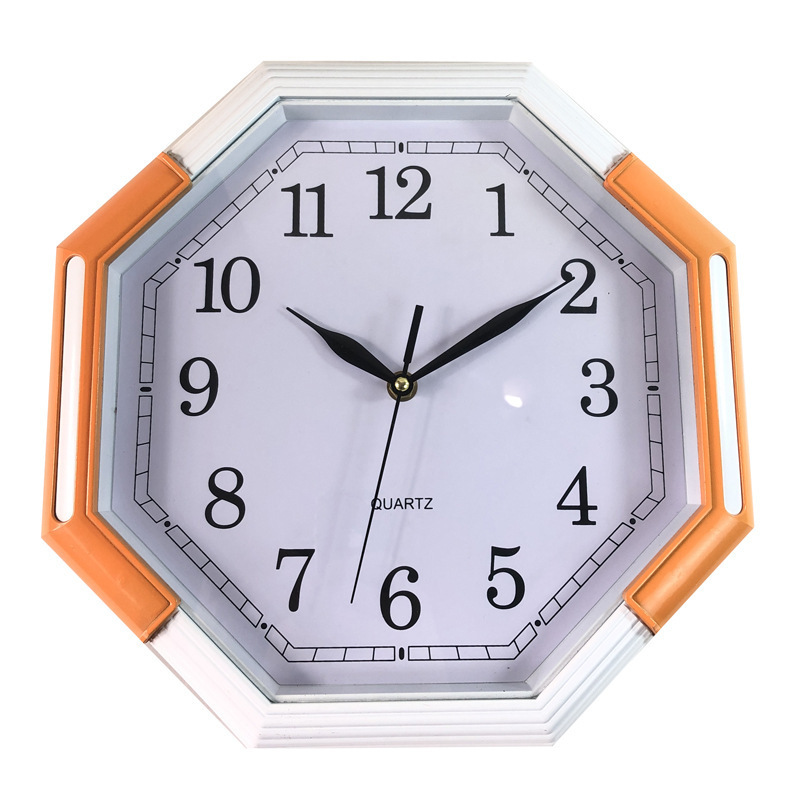 Factory Custom Logo 12 Inch Battery Operated Plastic Silent Quartz Clock Modern Octagonal Wall Clock