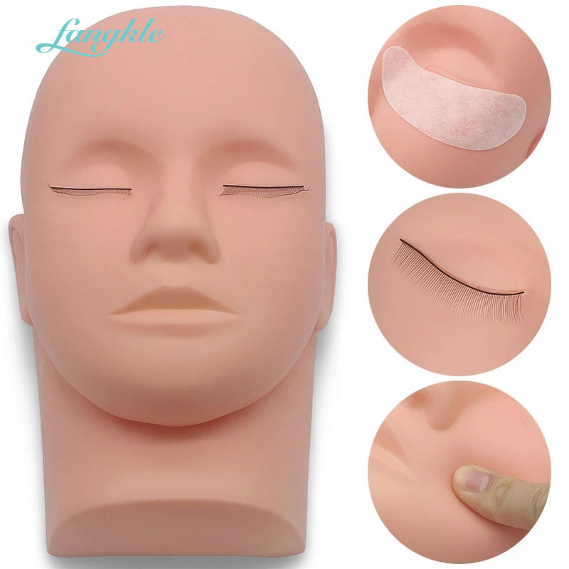 Wholesale pink eyelash extentsion practice lash mannequin head