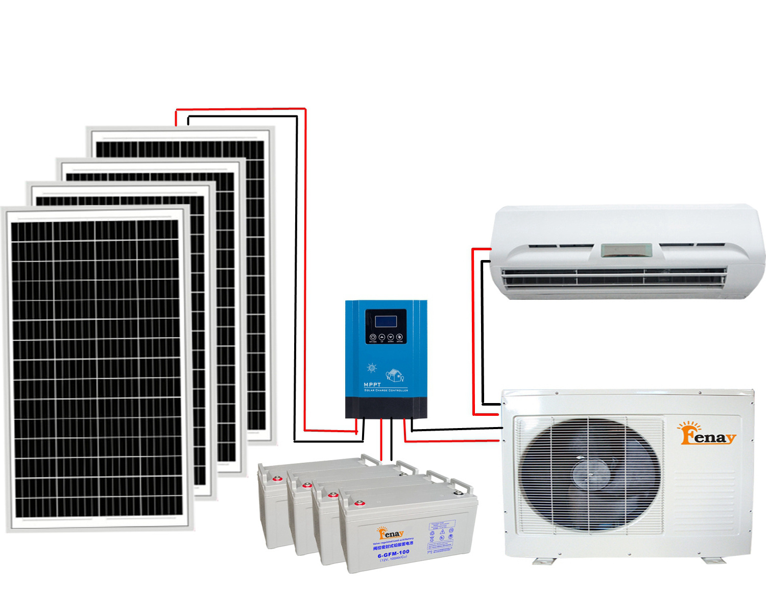 100% Solar Air Conditioner 18000btu Split Wall Mounting Type Off Grid Solar Power air Conditioner aire acondicionado solar