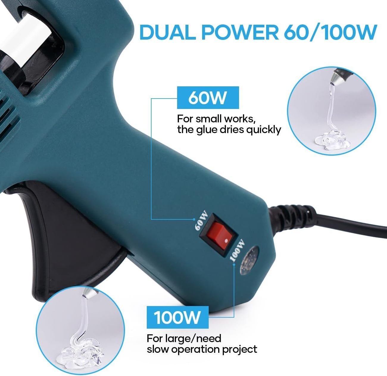 Wholesale Price 60/100W Hot Glue Gun Full Size Electric Glue Gun for School Crafts DIY Arts Quick Home Repairs