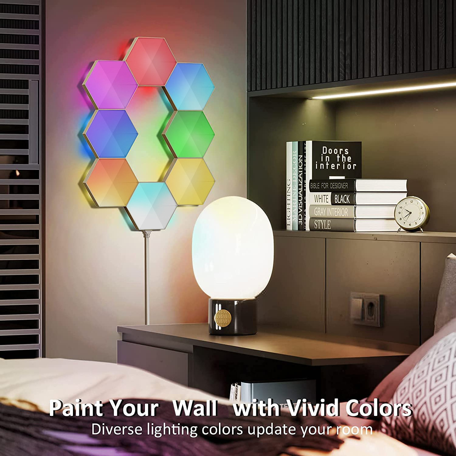 Smart WIFI DIY 10Pack RGBIC Dream Color Wall Lights Indoor Modern Home Honeycomb Geometric Panels Hexagonal LED Light Wall Lamp