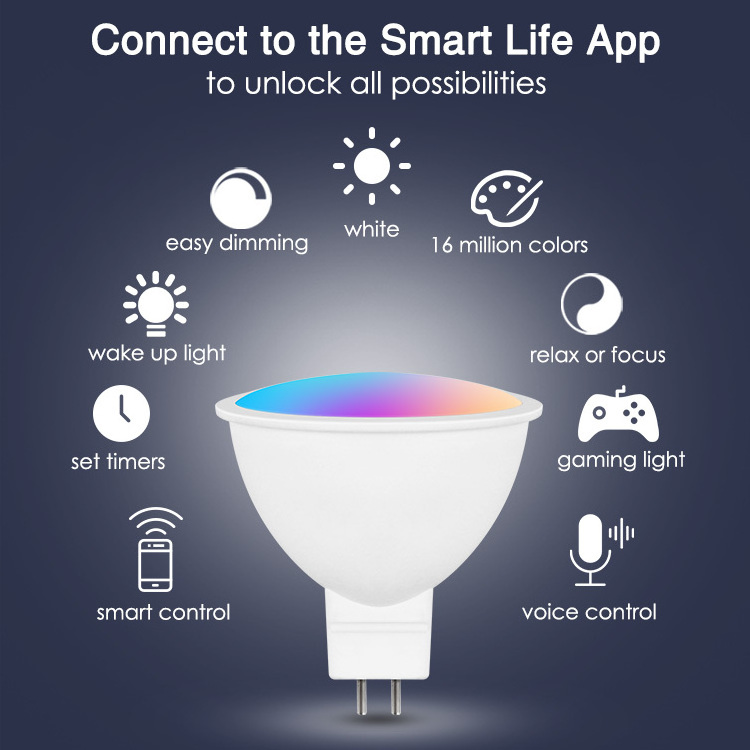 MR16 Smart Bulb Alexa, RGBCW Color Changing GU5.3 Light Bulb Compatible with Google Home Dimmable with App DC 12V