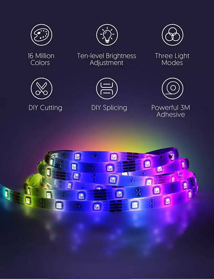 Mlti colour smart led light strip 5M 10M 15M 20M 30M battery operated smart light strip with Alexa