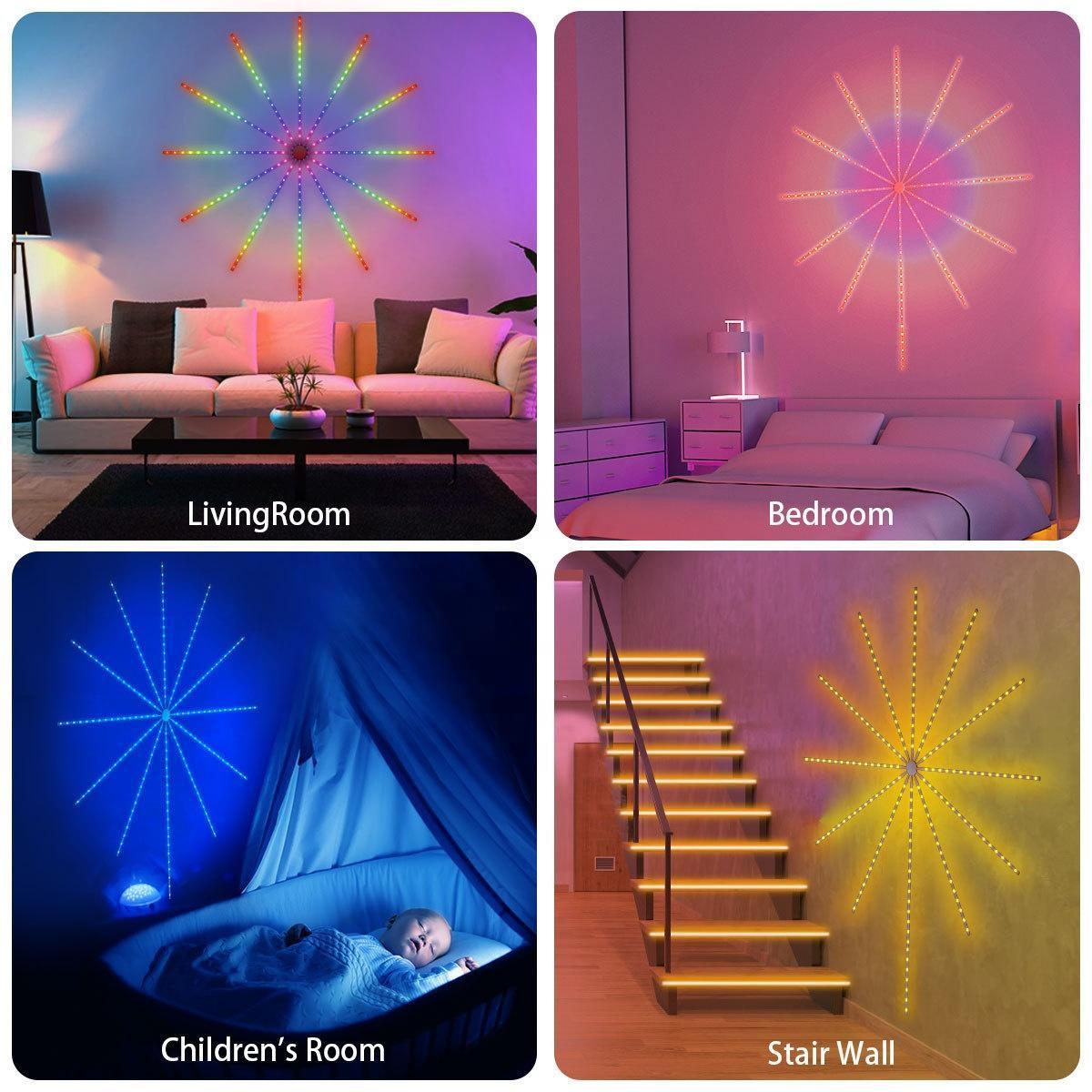 Smart LED Fireworks Indoor Lights Beautiful Outdoor Christmas 2022 New Year Decoration LED Firework Light Smart Phone App Music