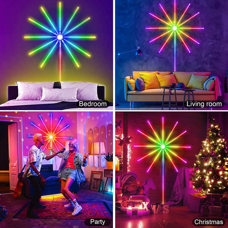 Smart LED Fireworks Indoor Lights Beautiful Outdoor Christmas 2022 New Year Decoration LED Firework Light Smart Phone App Music