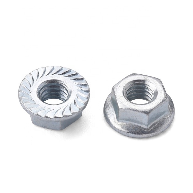 Custom M4 M5 M6 M8 M10 M12 Zinc Plated Carbon Steel Self Locking Hex Drive Flange Nut with Serrated