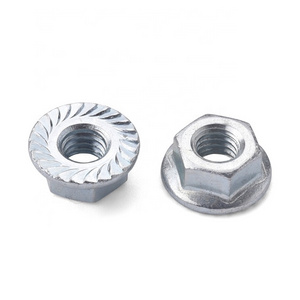 Custom M4 M5 M6 M8 M10 M12 Zinc Plated Carbon Steel Self Locking Hex Drive Flange Nut with Serrated